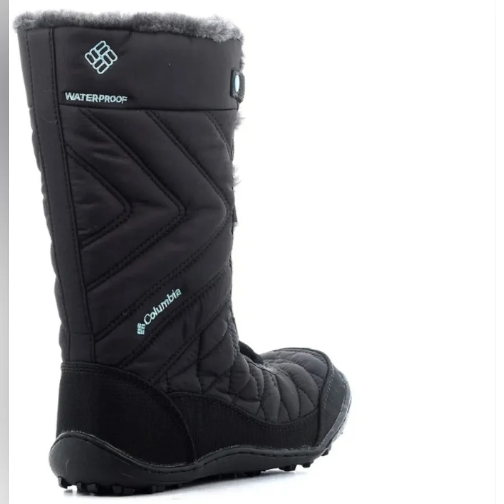 New Columbia Snow boots Minx Mid III Omni Heat  black Grey Girls 6 Women's 7 7.5